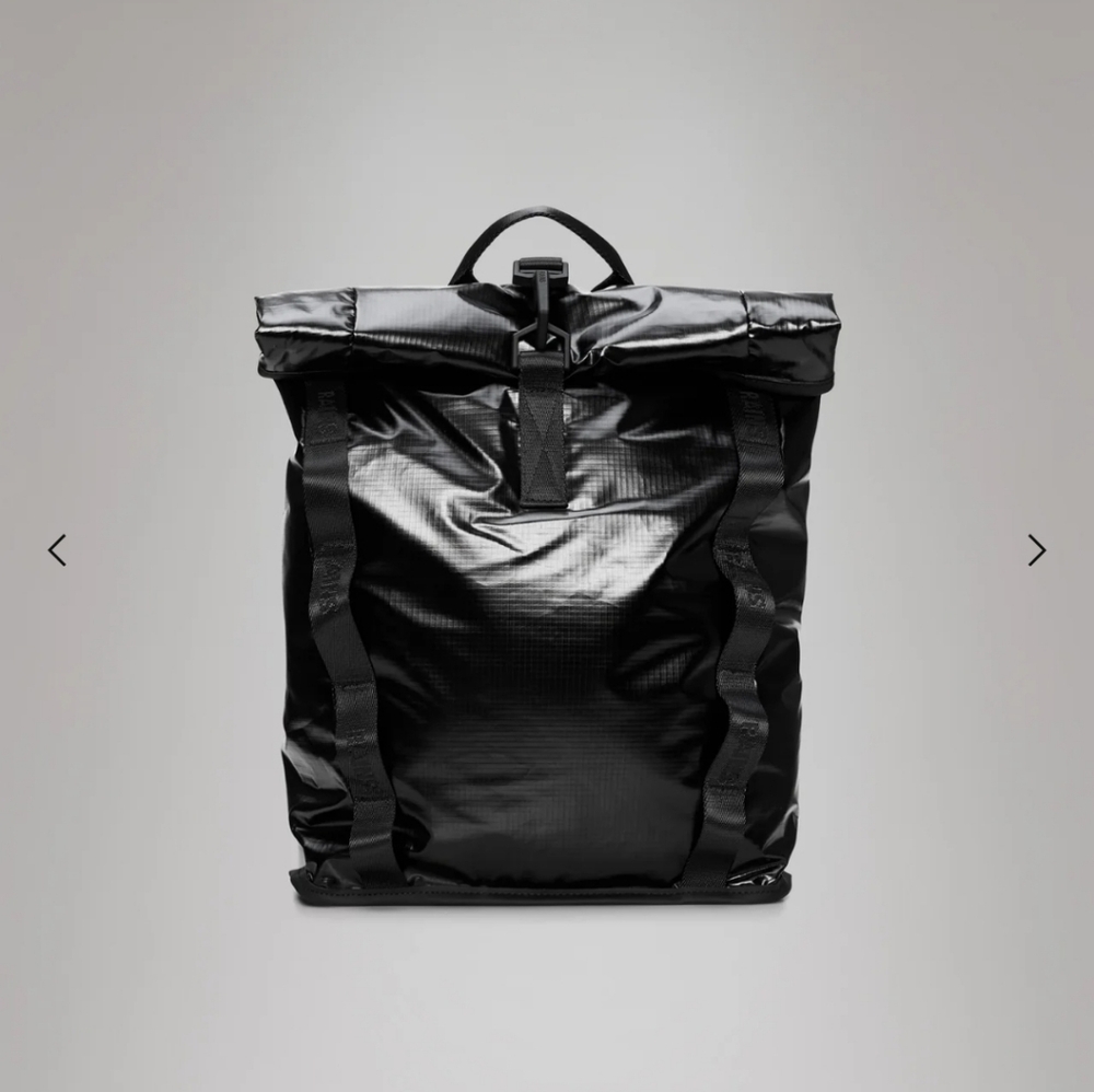 Rains Black Sibu Roll-Top Backpack